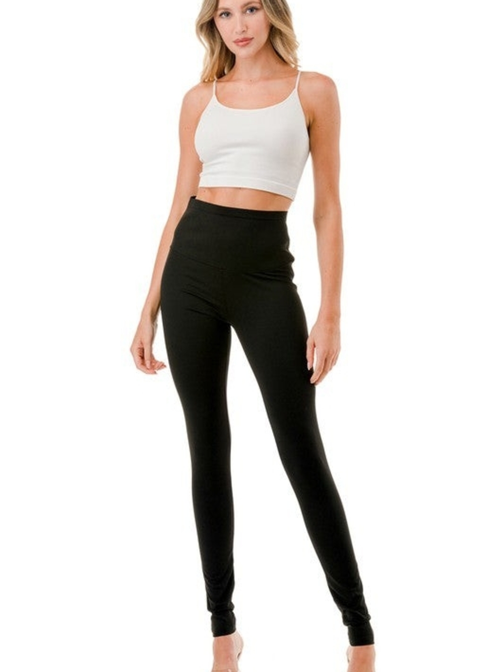 Plus Black High-Waist Leggings With Butt Lift Bands
